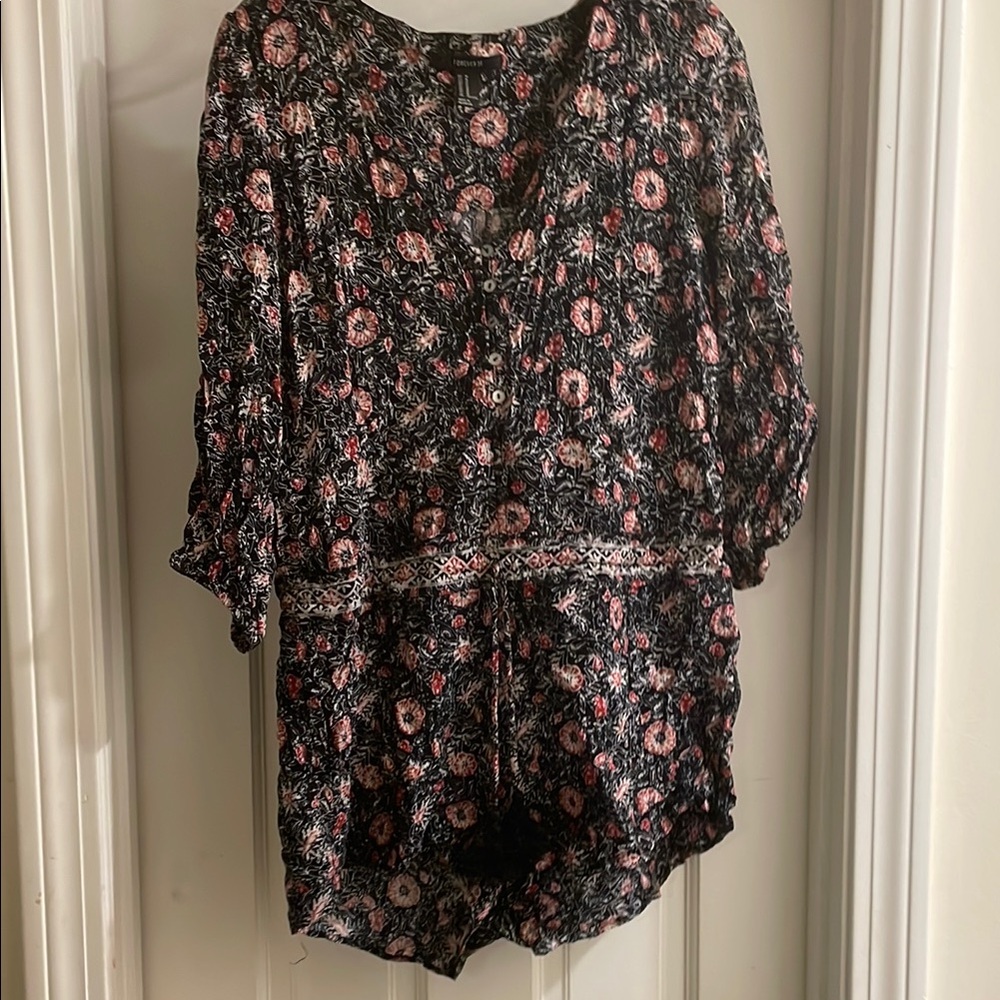 Floral Black and Pink Women's romper